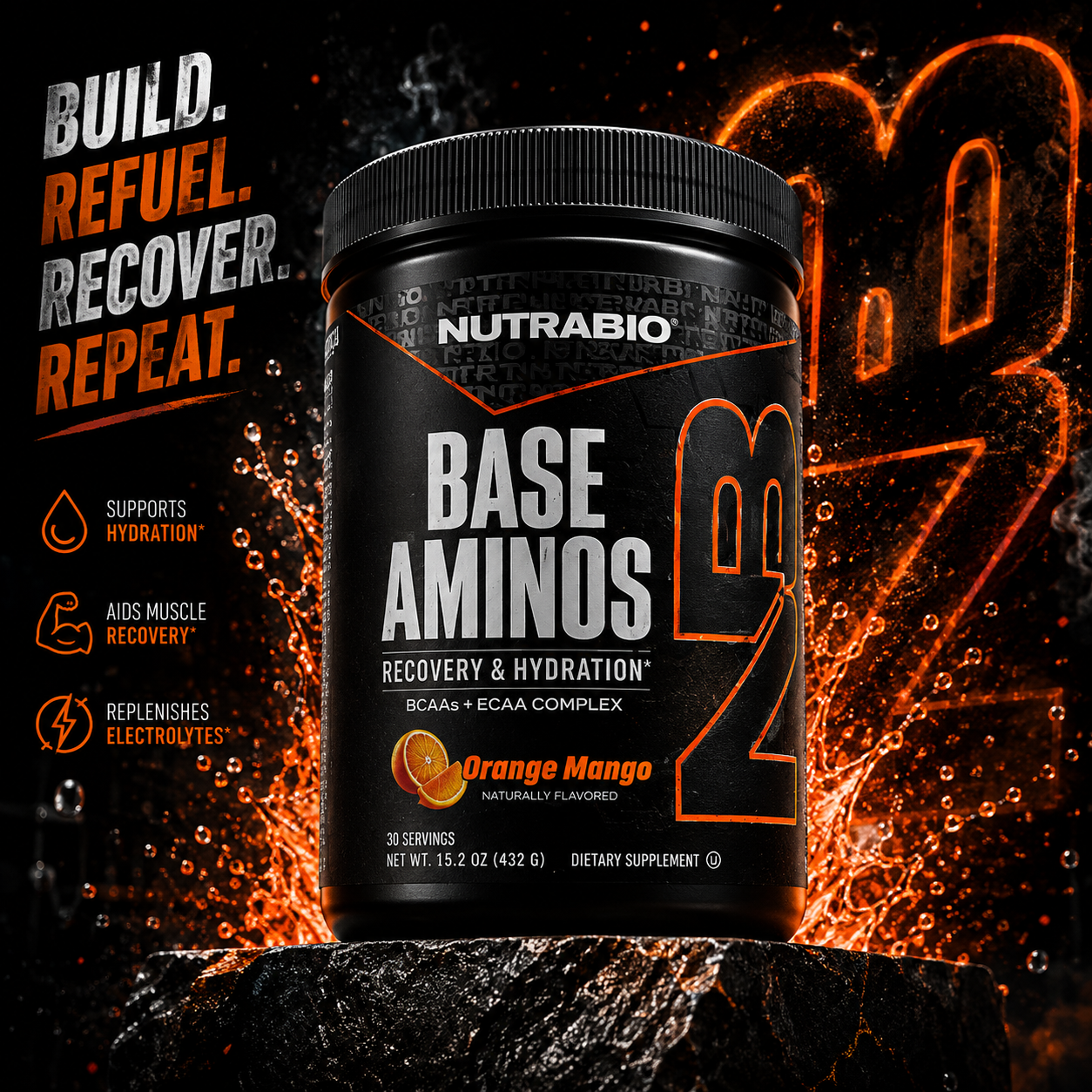 NutraBio Base Aminos - Orange Mango