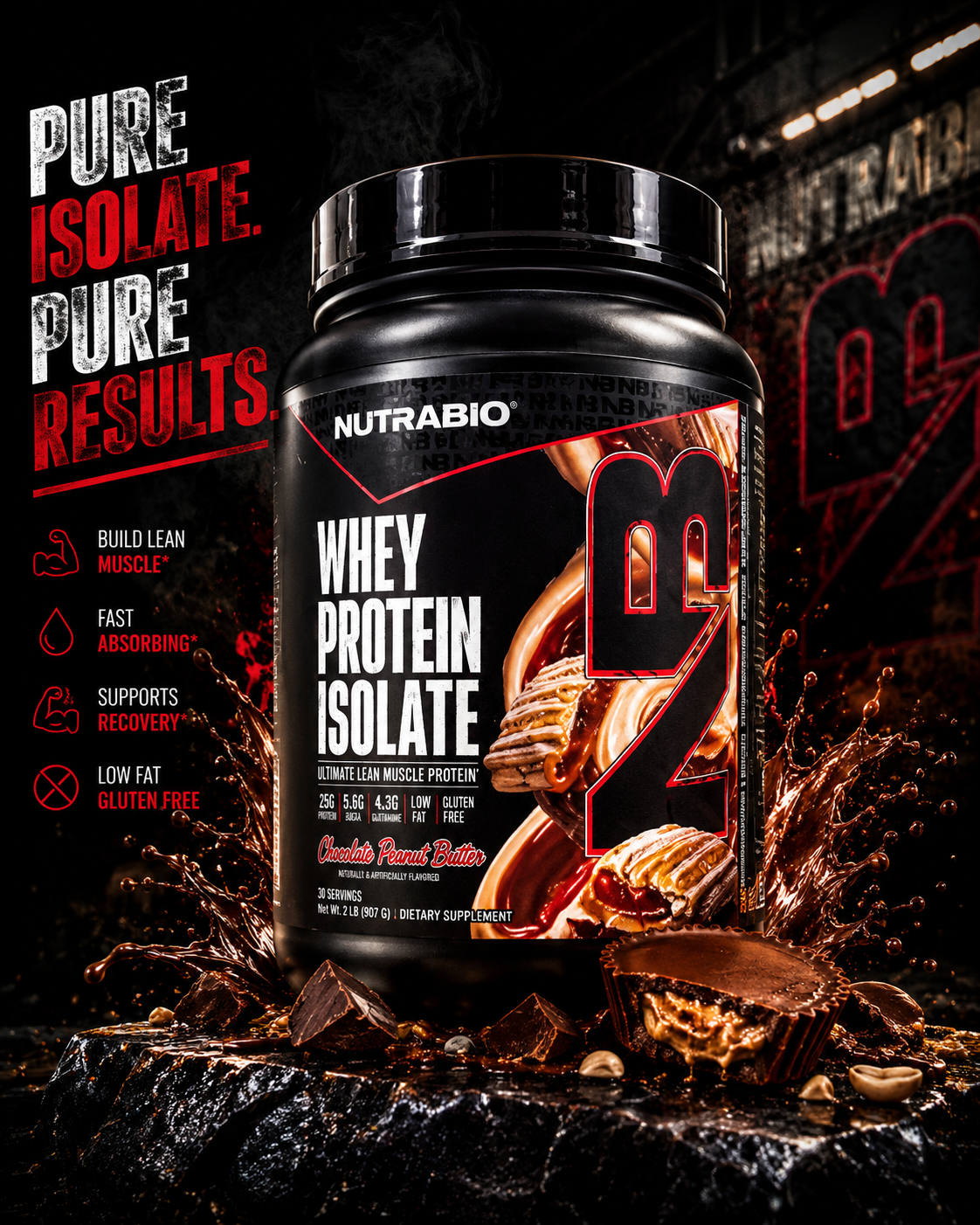 NutraBio Whey Protein Isolate - Raspberry Strudel